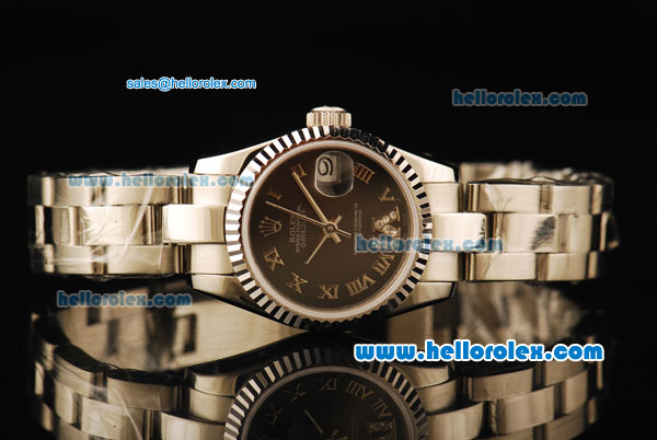 Rolex Datejust Automatic Movement Full Steel with ETA Coating Case with Chocolate Dial - Click Image to Close